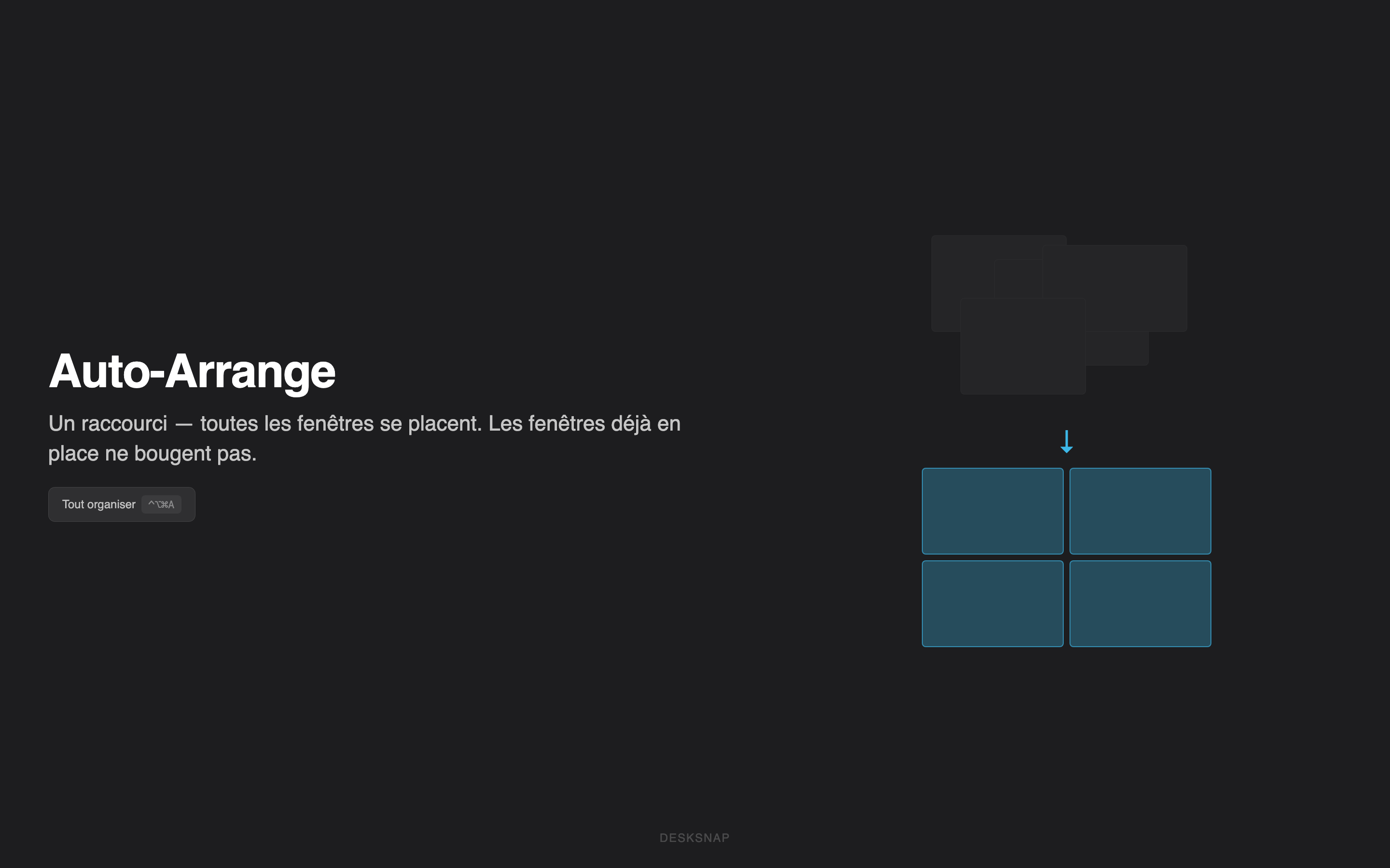 Auto-Arrange : des fenêtres chaotiques s'alignent parfaitement en grille 2x2